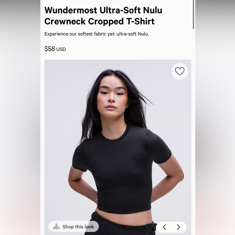 Lulu Wundermost Ultra-Soft Nulu Crewneck Cropped T-Shirt